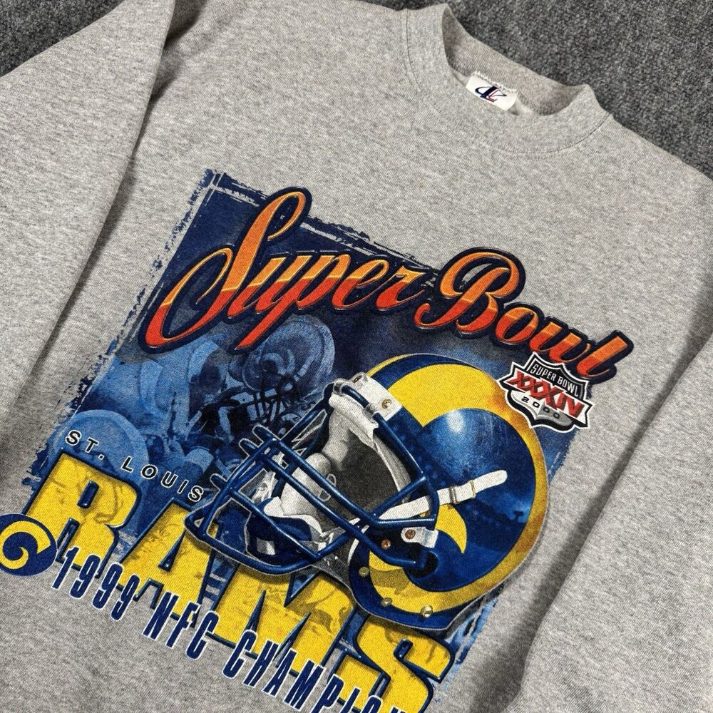 Vintage Logo Athletic NFL St Louis Rams XXXIV Super Bowl Crewneck Sweatshirt L